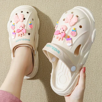 Mo Dou/ модни обувките си-сабо с висулки, улични дамски чехли на дебела подметка, висококачествени летни сандали за момичета