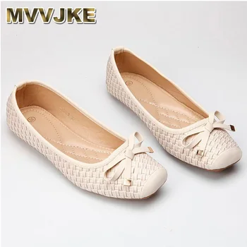MVVJKENew/ модни дамски обувки на плоска подметка с мека подметка за шофиране, дамски обувки за бременни, есенно-пролетна работна обувки с квадратни пръсти 35-41E282