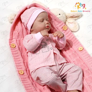 RBG 51 см Кукла Реборн Bebe Популярната Детска Лулу Спящата Новородено Bebe Реалистична Мека На Допир С Изготвени От Ръцете на Косата
