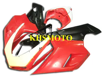 Комплект обтекателей за леене под налягане за DUCATI 848 1098 и 1198 08 09 10 11 12 Ducati 1098 2008 2012 ABS Червено-бял комплект обтекателей + подаръци DA29