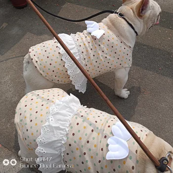 Луксозни рокля за кучета с Елегантна памучни дрехи за кучета Скъпа пола на точки Йорк чихуахуа Питбул Булдог Shih дзъ Едро Костюми за кучета