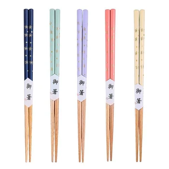 Малки дървени пръчици за хранене в японски стил с цветен печат, предаване на топлина, остри Пръчки за суши, Малка Прясна посуда, Градинска посуда