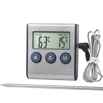Мини-кухня TP700, цифров термометър за месо за готвене, температурата на храната за фурна, барбекю, грил, Функция таймер сензор за от неръждаема стомана