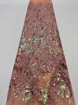Окото лейси плат в нигерия стил с пайети ръчно изработени, Африка 2022, висококачествено луксозно тюлевое дантела от мъниста за шивашки сватбени вечерни рокли