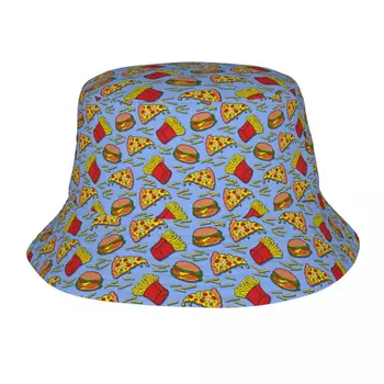 Унисекс хамбургер Закуски Шапки-кофи за мъже, жени с принтом Пица Летни пътуване Плажната пица Рибарска шапка