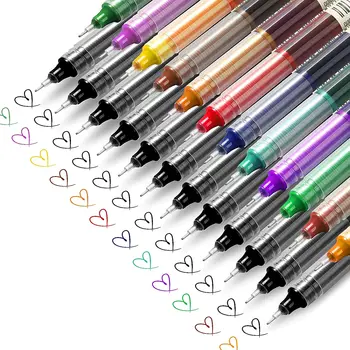 Цветна писалка за водене на бележки, гладка химикалки с накаткой, бързо съхнещи, 12 бр., дръжки за провеждане на художествени дневник за деца и възрастни Цветна писалка за водене на бележки, гладка химикалки с накаткой, бързо съхнещи, 12 бр., дръжки за провеждане на художествени дневник за деца и възрастни 0